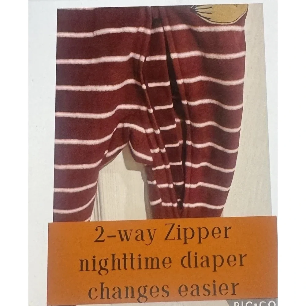 Baby Boy Clothes‎ Carter's Newborn Fleece Burgundy Fox Footed Outfit Size 3M New